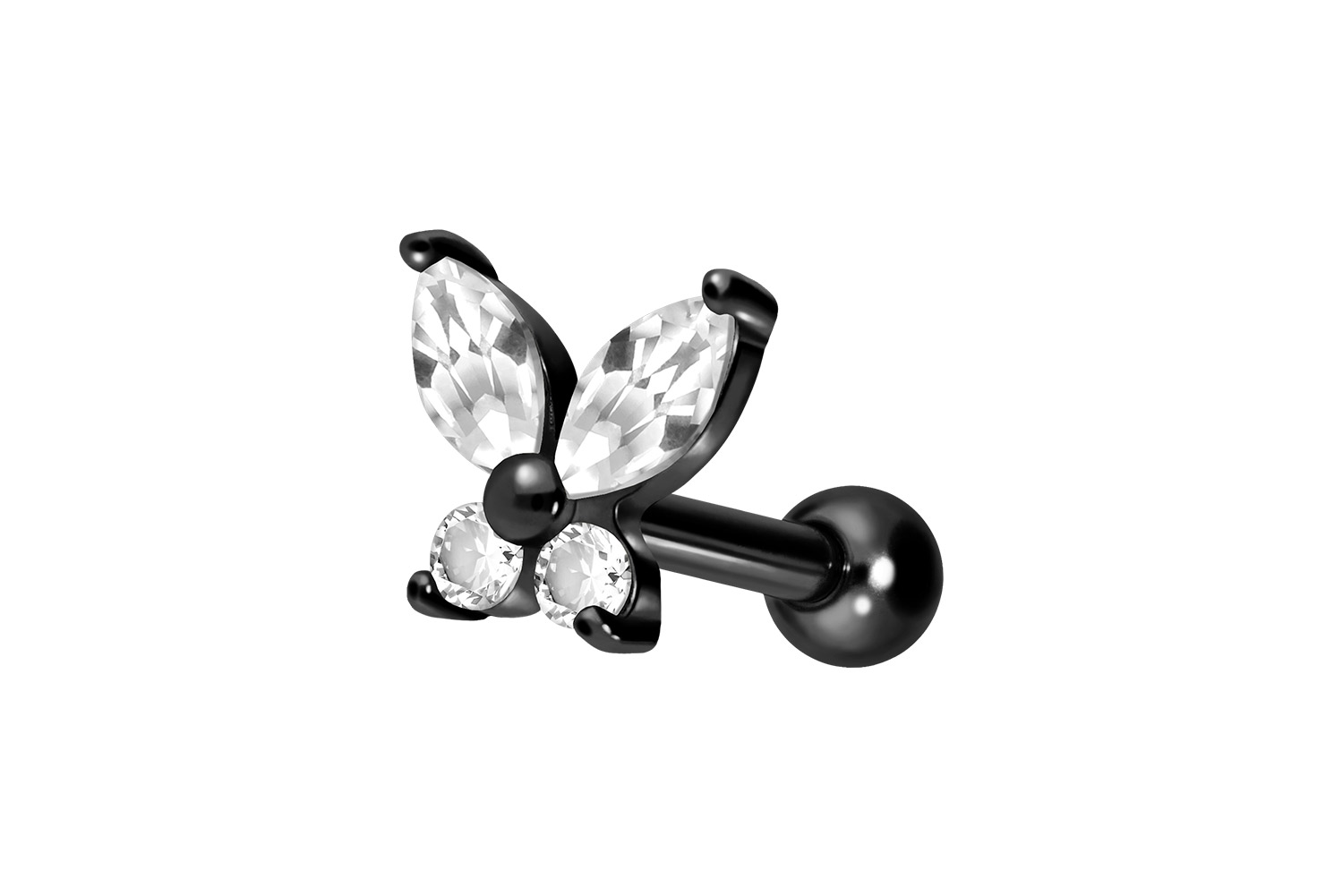 Titan Ohrpiercing mit Innengewinde KRISTALLSCHMETTERLING